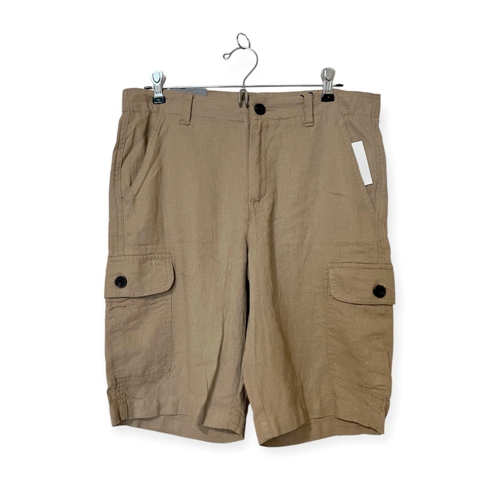 [NWT] Scott Ellis Aaron Brown Tan Bermuda Linen Blend Regular Fit Shorts - Sz 30